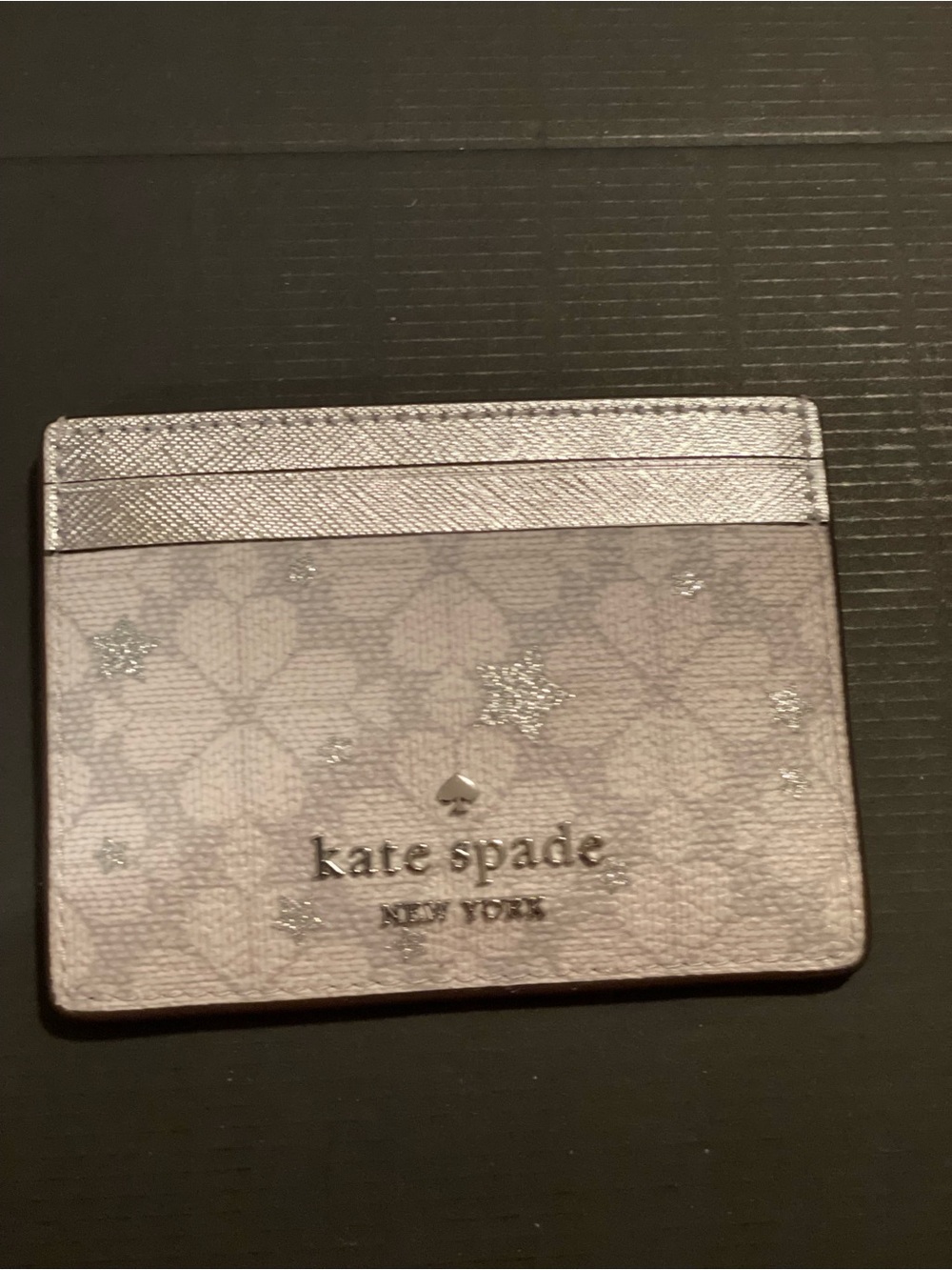 kate spade silver glitter floral star card sleeve